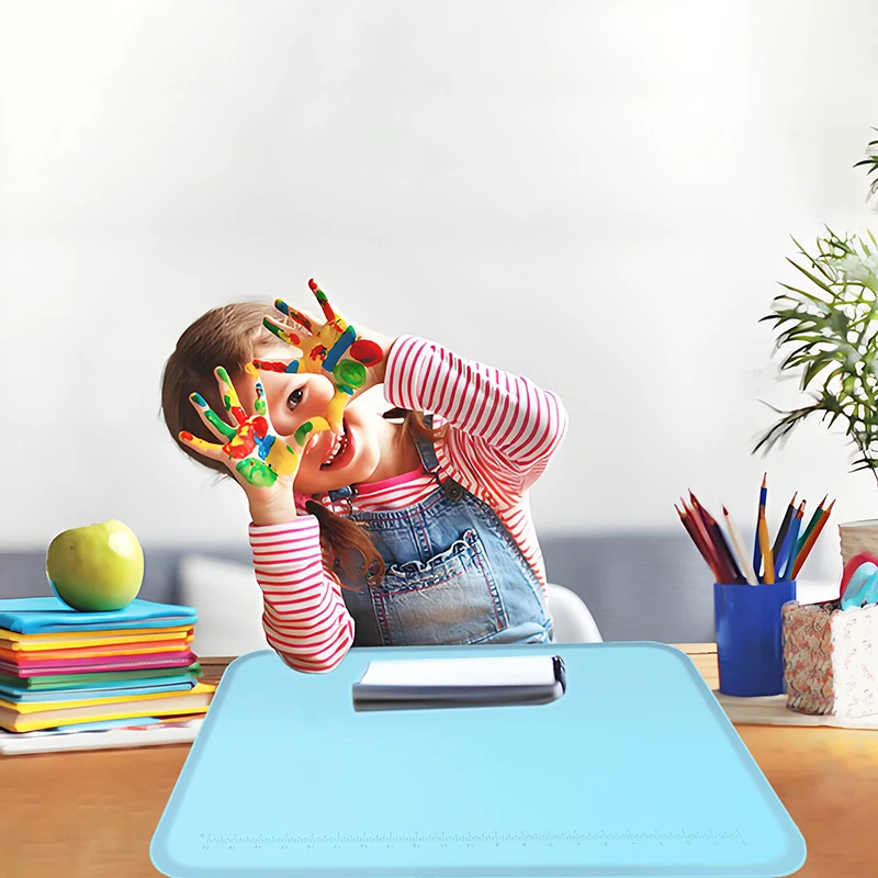 

Silicone Art Mat For Crafts, 24" X 16" Painting Mat For Kids With Raised Sides To Stay Tidy, Paint Craft Mats