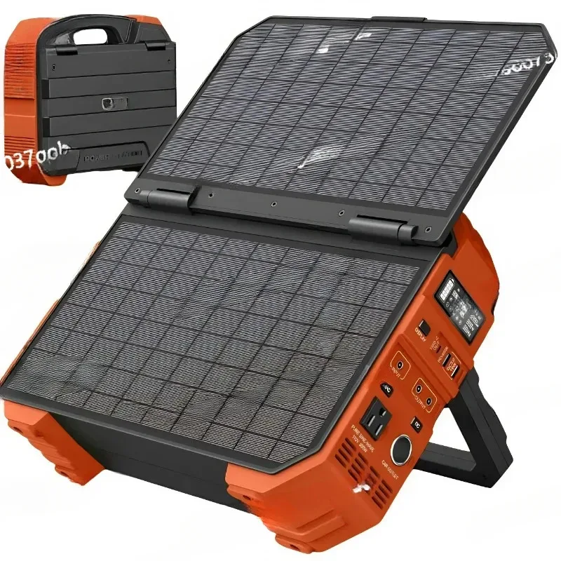 

Portable Power Station Built-In Panel, 614WH/ 192000 MAh LiFePO4 Battery Pack, 600W Generator With AC//USB/PD