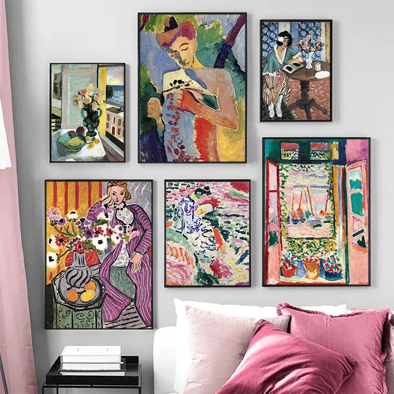 Póster de paisaje en Collioure/ventana abierta/pez dorado, Henri Matisse, fauvismo, pintura en lienzo, imagen artística de pared abstracta, decoración del hogar