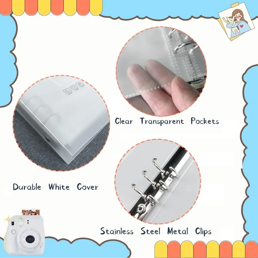 Raccoglitore per tesserini A5 Kpop Porta tesserini Libro 200 tasche Raccoglitore per tesserini Kpop Grande capacità A5 6 anelli Kpop Photo Card Binde