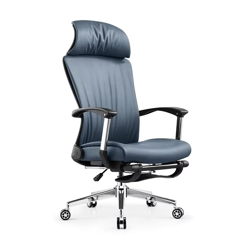 Ergonomics High Back Boss Recliner Office Chair Executive PU Leather Swivel Computer Desk Dark Blue Chair