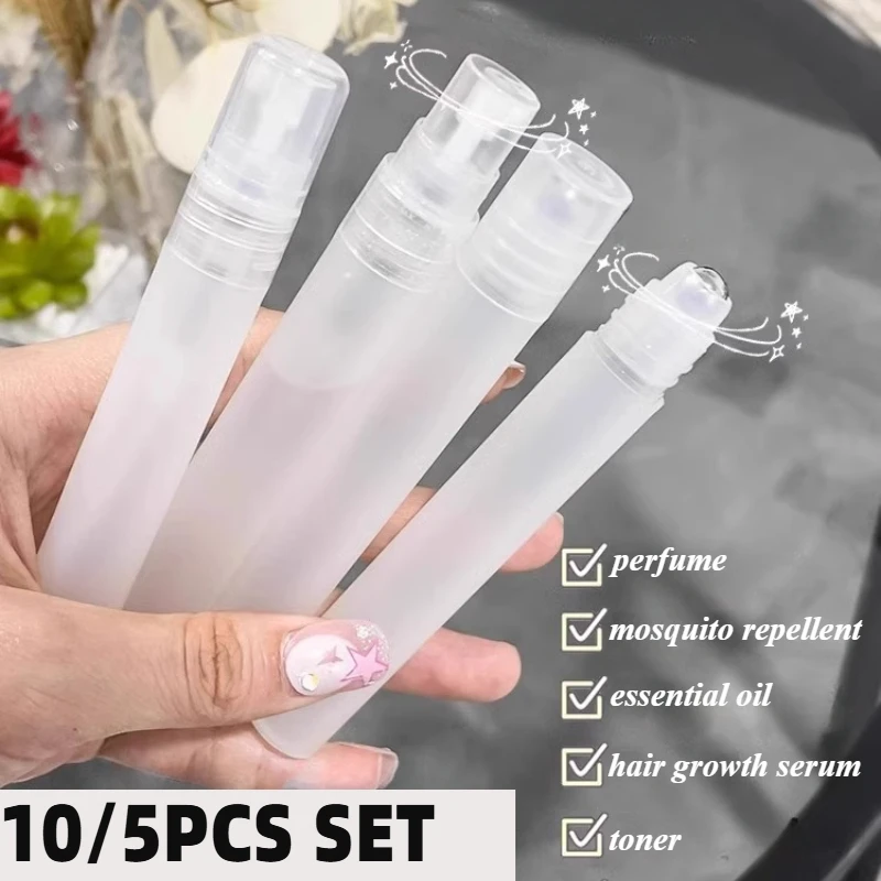 3-10 SZTUK Puste Buteleczki na Perfumy z Kulką Rolującą Przenośne Matowe Plastikowe Butelki Wielokrotnego Użytku na Olejki Eteryczne Przezroczyste Pojemniki Podróżne