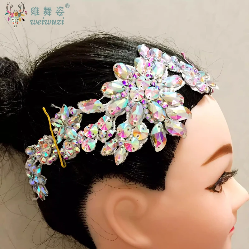 

Latin Dance Professional Headwear Full of Diamonds Latin Tango Performance Competition Headwear Girls Dance Hair Accessories