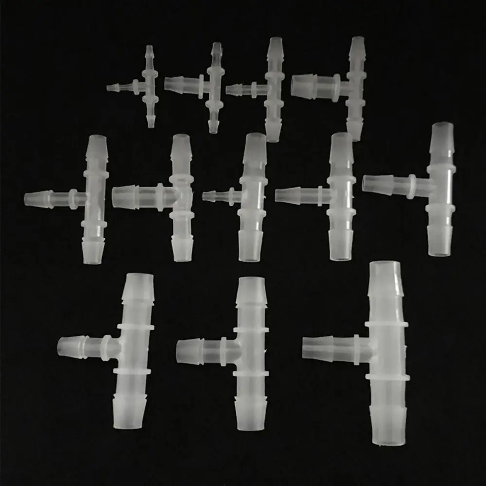 10Pcs 3-2-3mm To 14-10-14mm T-Type Tee Connector Varied Diameter PP PE 3 Way Connector Soft Plastic Hose Fittings