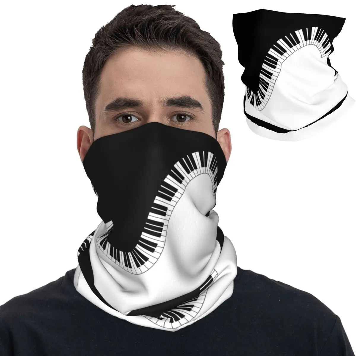 Balaclava impressa multiusos para homens e mulheres, lenço de rosto com bandana, bandana decorativa, teclado de piano musical, adulto