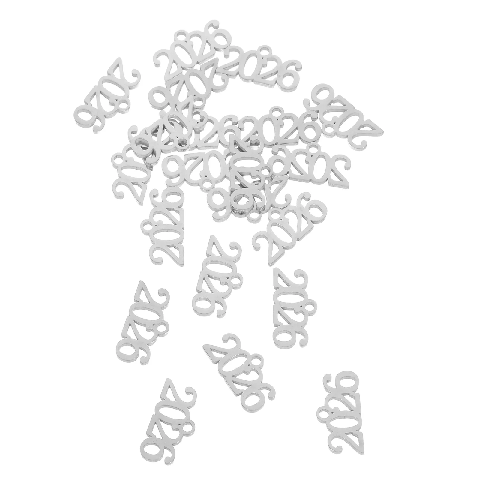 

20Pcs Commemorative Charms 2026 Year Stainless Steel Metal Number Pendants DIY Jewelry Making Accessories for Graduation