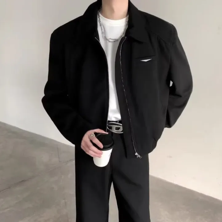 

Cleanfit ort oulder Pad Jaet Men's Autumn Winter Sli American Sle Collar Bla Baseball Coat Thiened Youth Faion