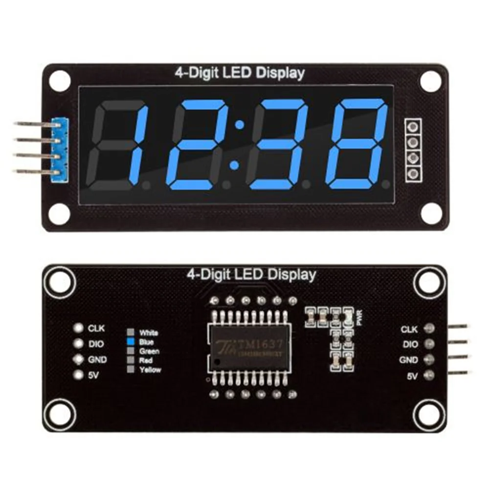 Módulo de pantalla LED TM1637 para Arduino, 4 dígitos, 7 segmentos, 0,56 pulgadas, tubo Indicador de reloj de tiempo, rojo, azul, verde, amarillo,