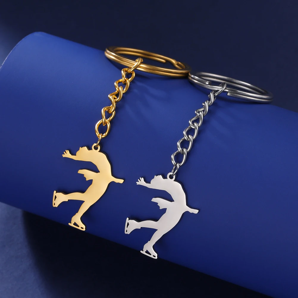 

2 Pcs Decorative Key Chain Cartoon Skating Pendant Keychain Decorate Accessories Student Figures