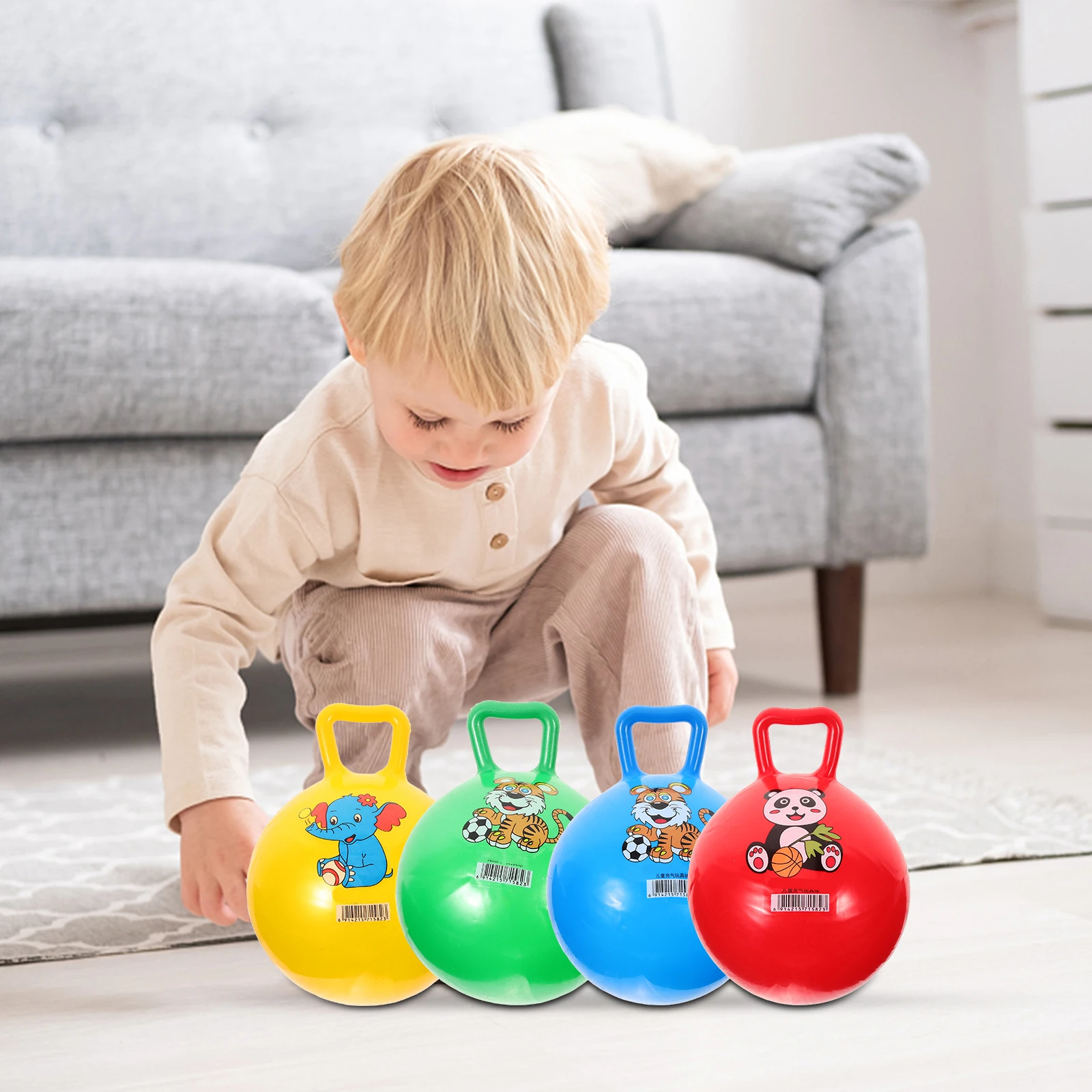 

4Pcs Inflatable Fitness Ball Kids Exercise Gym Hopping Toys Safe Premium Material Indoor Bone Development
