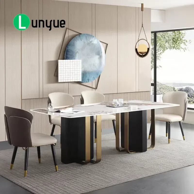Modern Sintered Stone Dining Table Set with Chairs 4 6 8 Seater Contemporary Dining Room Furniture Durable Elegant Home Decor