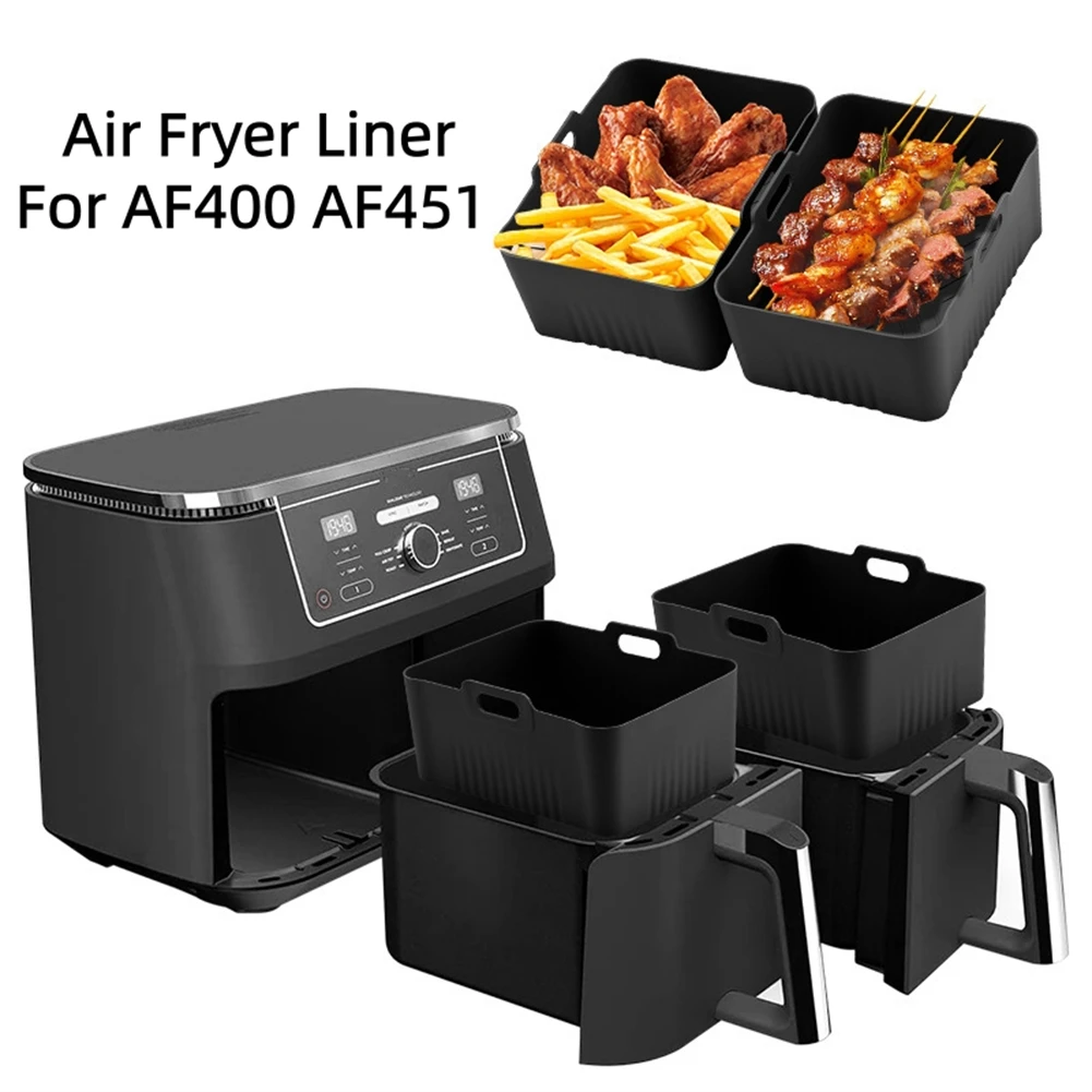 

2Pc Air Fryer Baskets Silicone Air Fryer Liner Non-stick Basket For AF400 451 Air Fryer Accessories Silicone Baking Mat Utensils
