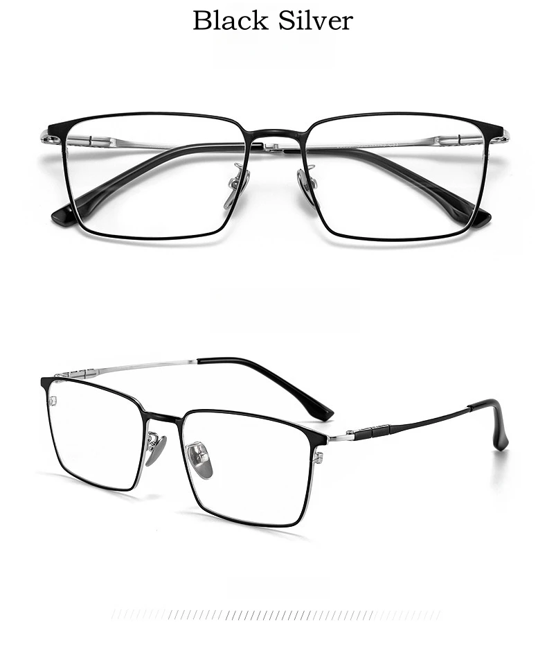 YIMARUILI Ultraleichte Business-Brille im Schlichten Luxus-Design, Retro-Quadratische Reintitan-Brillenfassung für Korrekturgläser, Herren – Detail 8