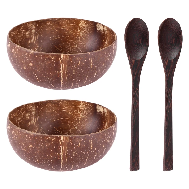 Coconut Bowls And Wooden Spoons For Serving Noodle,Pasta,Smoothie,Porridge,Handicraft Decoration Coconut Shell Bowl