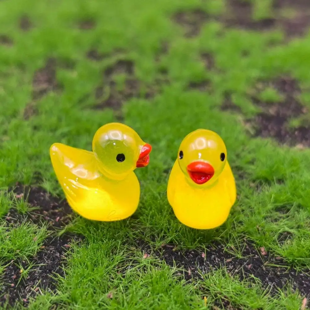 Ornamen Bebek Mini Set Patung Bebek Mini Ornamen Bebek Kuning Kartun Miniatur untuk Peri Microlandscapes Diy untuk Dekorasi