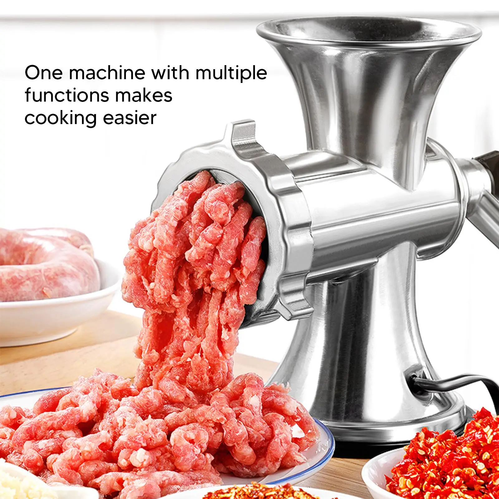 Aluminum Alloy Manual Meat Grinder with Suction Cup - for home Kitchen Mincing & Sausage Filling Machine