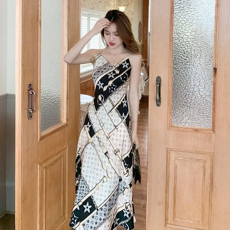 오픈 백 여성용 미디 원피스 슬립 백리스 비치 선드레스, 한국 스타일, Y2k 보헤미안 프로모션, 신제품