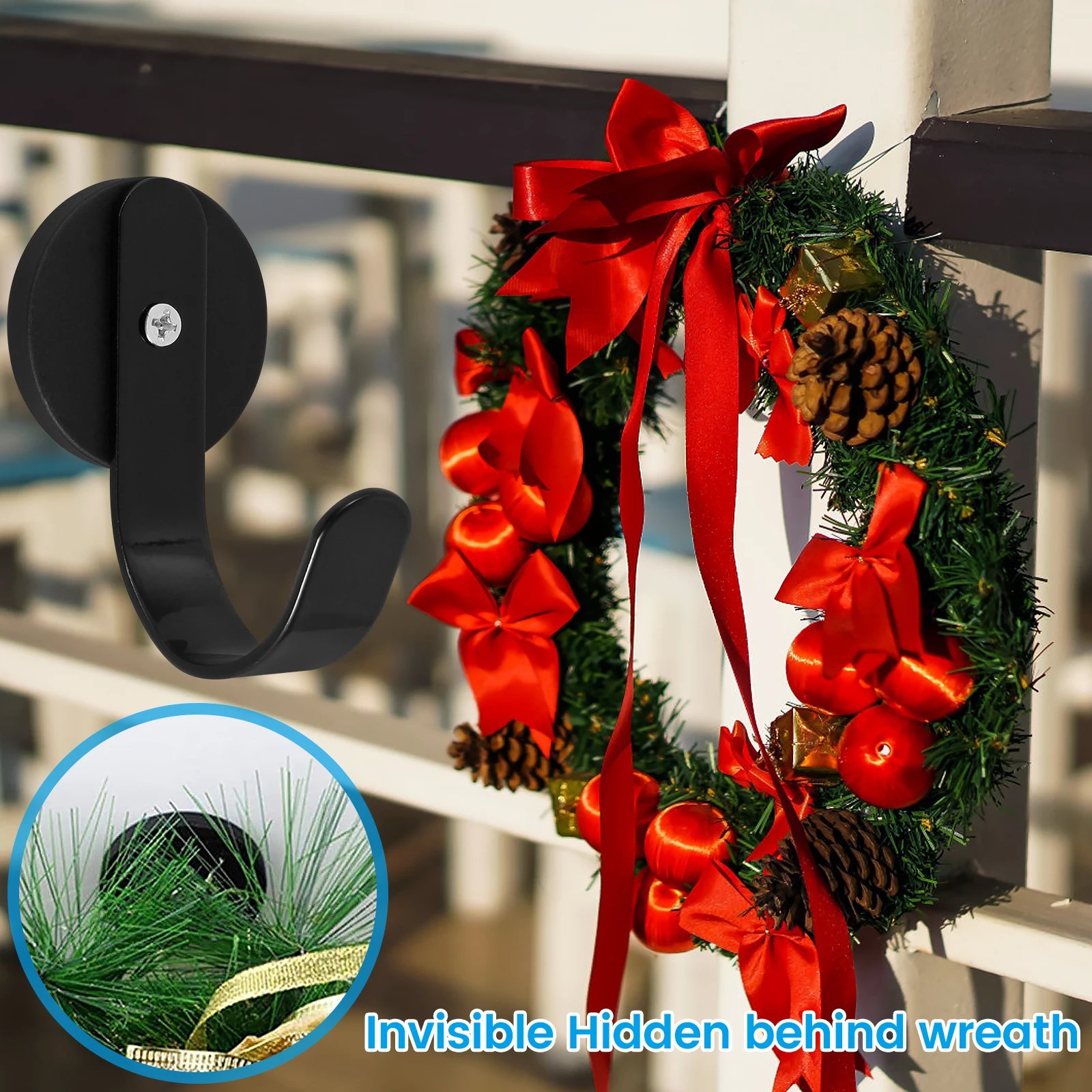 1/2/4PCS Magnetic Wreath Hanger 1.6 Inch Metal Non Punching Wreath Hanger Door Hook Scratch Free Wreath Holder Hook for Doors