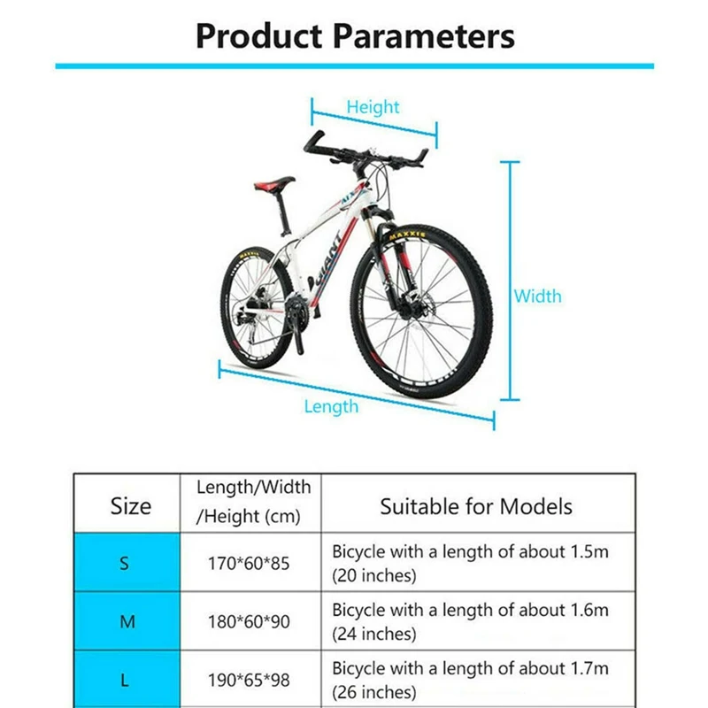 Bike Cover 210T Outdoor Storage Waterproof Snow and Rain Cover UV Protector Dust Protector Bicycle Cover with Membrane