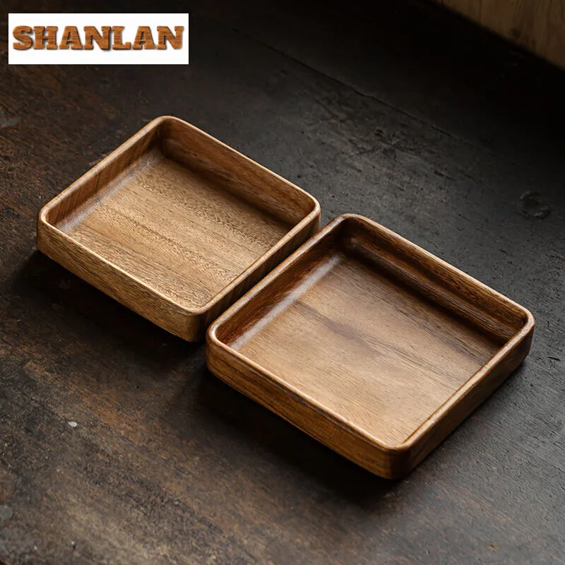 

Retro Walnut Wooden Square Storage Tray Hotel Dessert Dinner Tea Food Tableware Serving Tray Tea Board Home Kitchen Wooden Tray