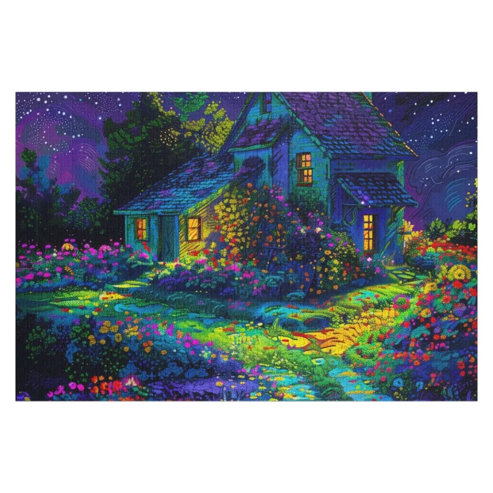 

Cottage Night Bloom Jigsaw Puzzle Iq Personalized Gifts Baby Wooden Custom Name Wood Puzzle