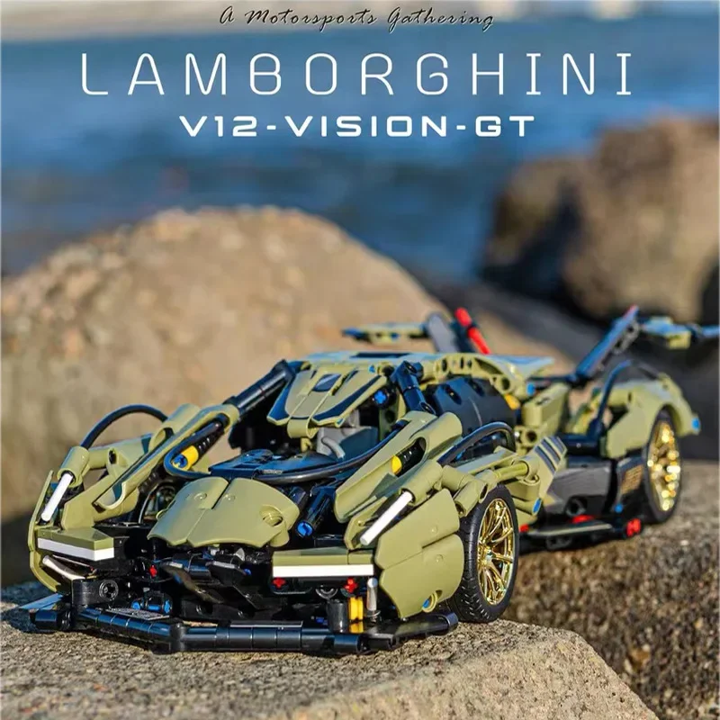 Lamborghini V12 Concept Version Sports Car Building Block Model Racing Boy Adult Difficult Assembly Toy Holiday Gift