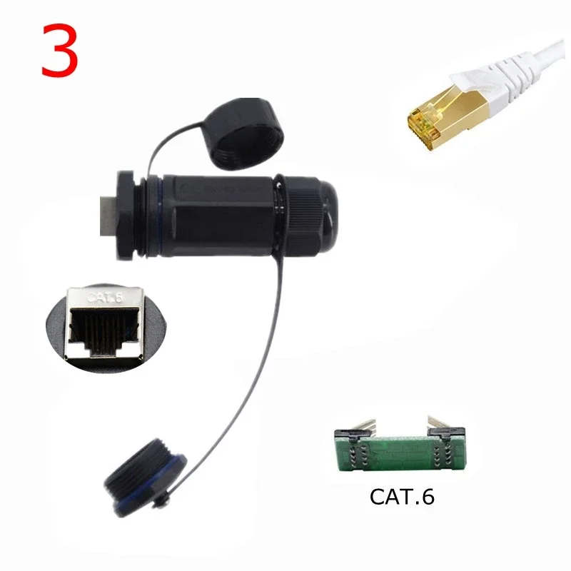 Сетевой кабель RJ45 Водонепроницаемый разъем RJ45 CAT6 Женский экранированный M25 с одной двойной головкой Наружный провод Водонепроницаемая розетка