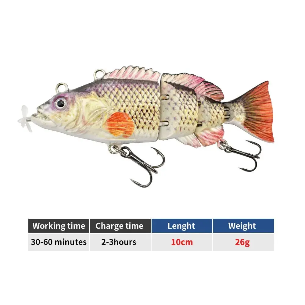 10cm/26g Robot Swimming Lures Fishing Automatic Electric Fishing Lures, Moving Lures, USB Rechargeable Flashing LED Light