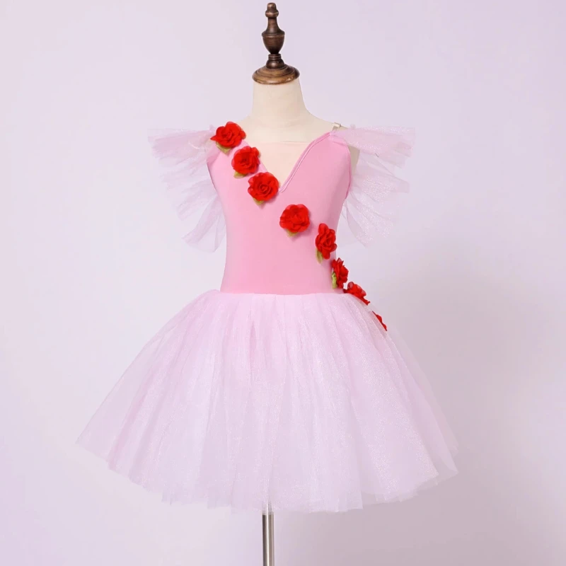 

Модный костюм балерины для девочек, одежда для балетных выступлений, летние балетные платья, сценические туту-платья, детская одежда, новинка