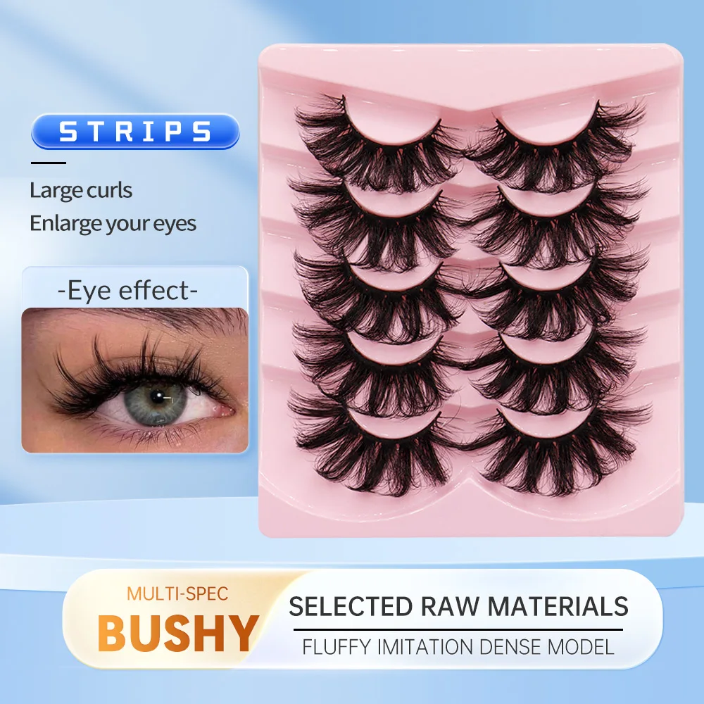 5 أزواج من الرموش الهزلية رموش المنك الاصطناعية الطبيعية الرموش الصناعية الكاملة تكثيف رموش عين القط تأثيري السفر mu