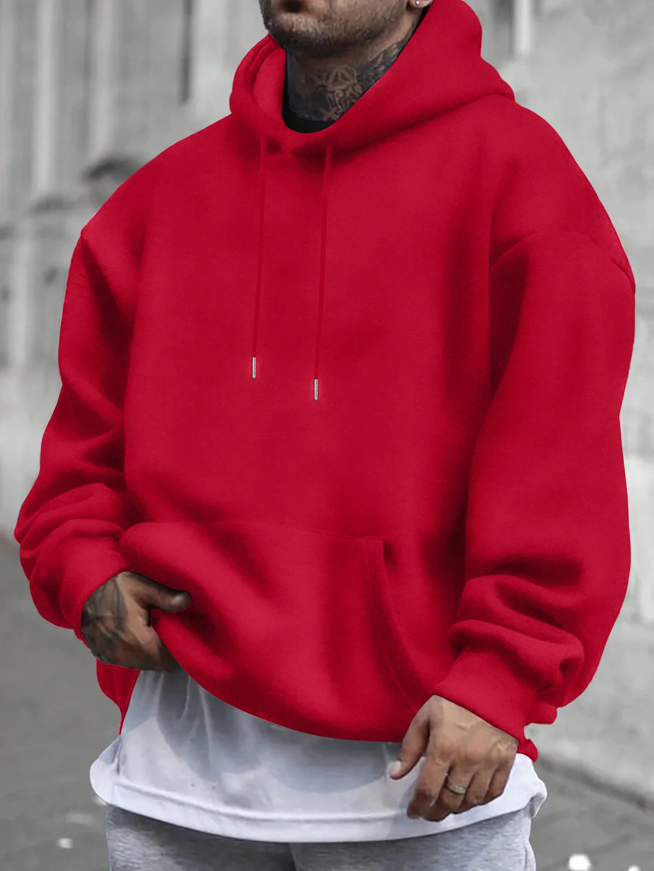 Herren Y2K Hoodie mit Spritzer-Muster, bösem Lächeln, X-Augen, Happy Day-Grafik auf der Rückseite, Graffiti-Streetwear-Fleece-Sweatshirt – Detail 6