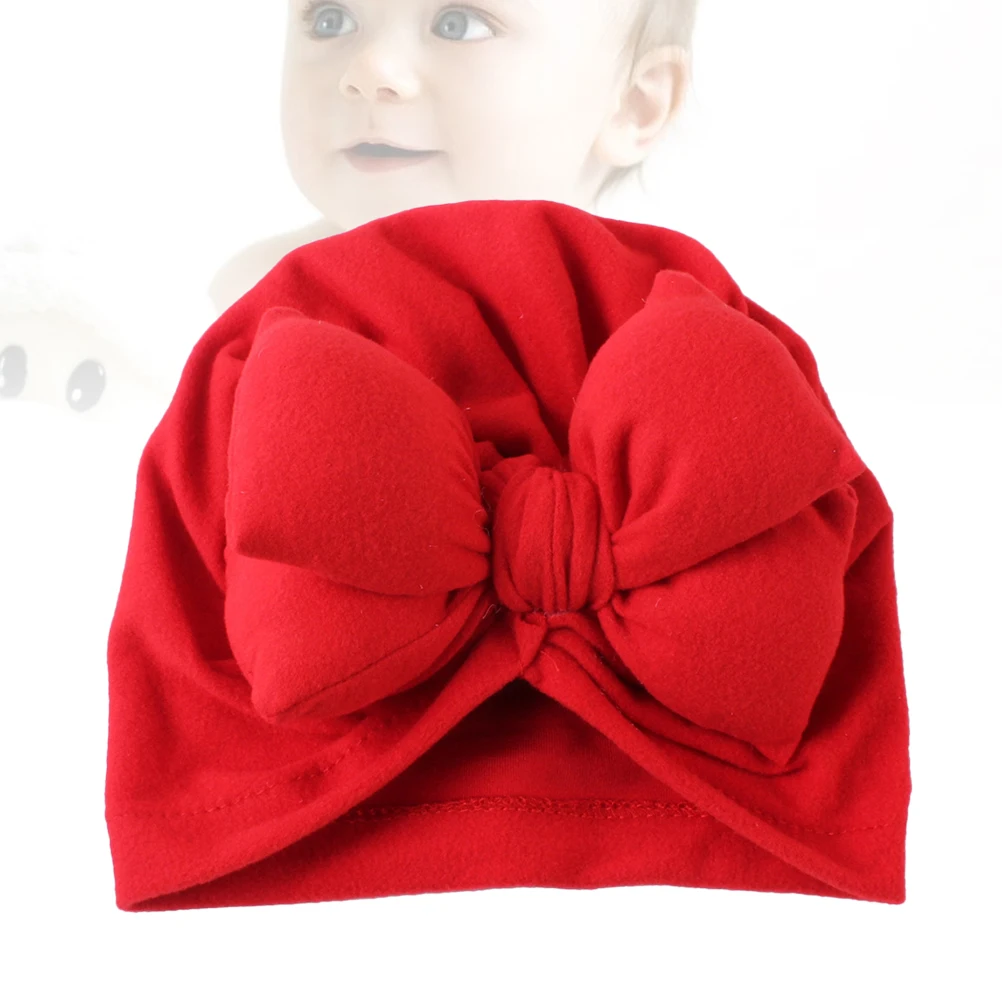 

Baby Bowknot Photography Prop Infant Cap Cotton Polyester Infant Cap Headdress Daily Wear Gift Baby Headdress Red