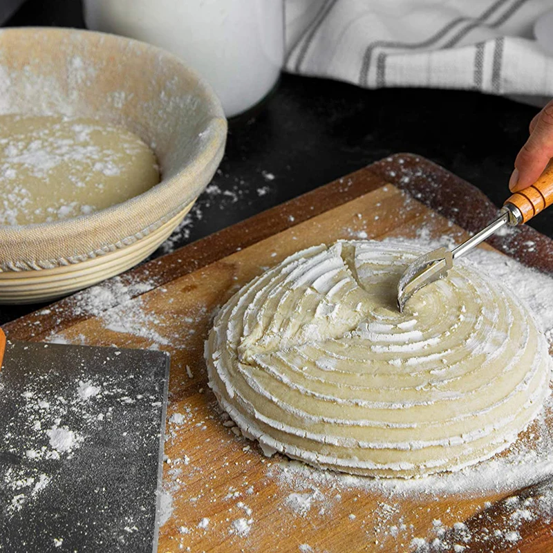Natural Rattan Banneton Bread Proofing Basket with Linen Cloth Liner Sourdough Dough Fermentation Basket Bread Baking Tools - view 4