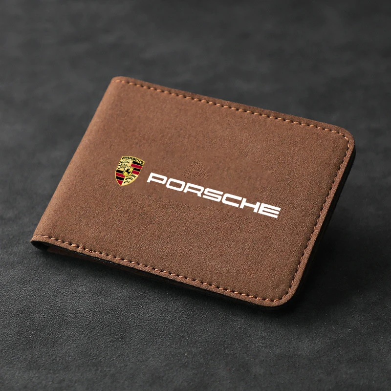 1Pcs Portable Car Driver License Holder PU Leather Card Bag For Porsche 911 Cayenne Panamera Macan Boxster Carrera-GT 928 944