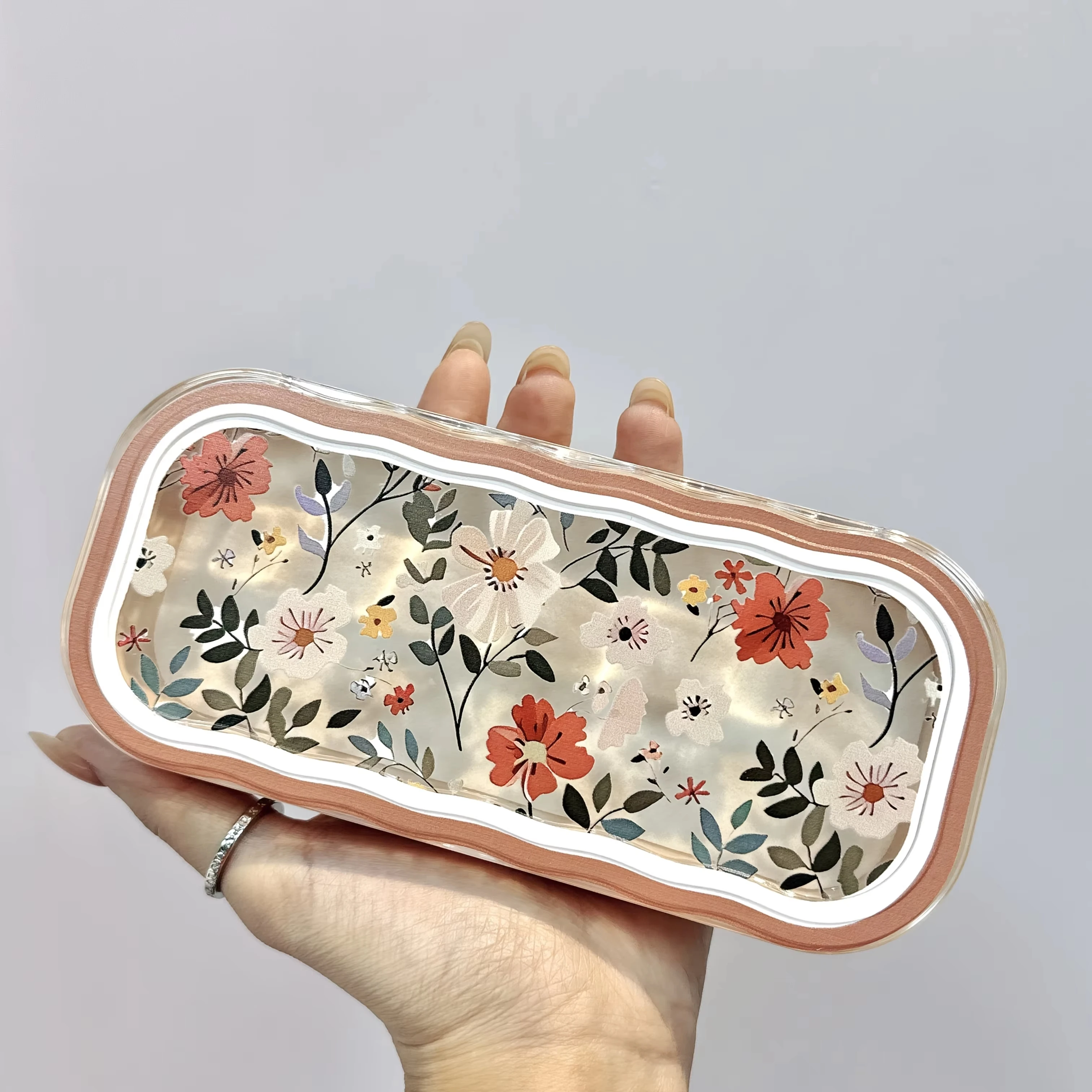 

Full screen flower glasses case,pressure resistant, portable, retro myopia glasses box