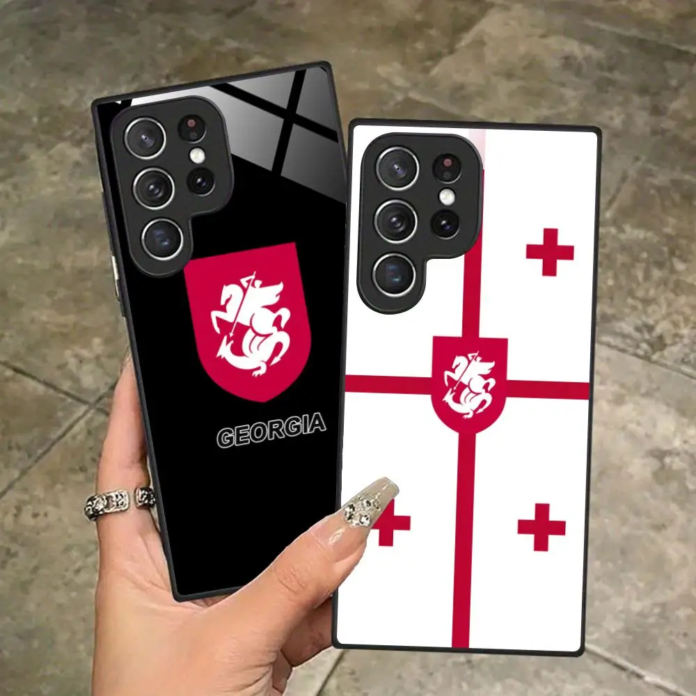 

Чехол для мобильного телефона с флагом Грузии для Samsung Galaxy S26 S25 S24 S23 S22 S21 S20 Note20 Plus FE Ultra, стеклянный, цветной