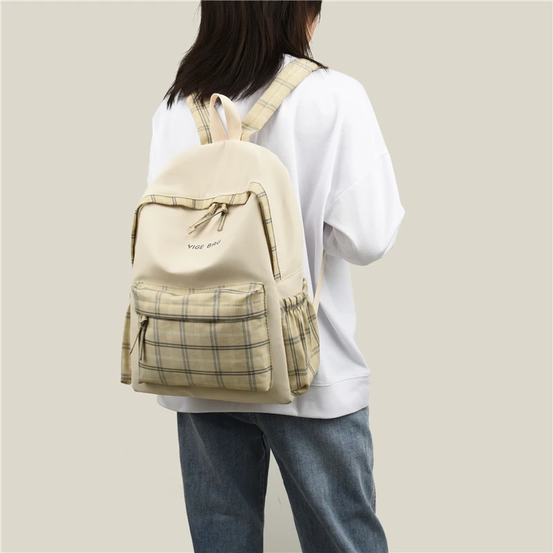 Frauen Schultasche Wasserdicht Große Kapazität Schulrucksack Glatte Reißverschluss Einfarbig Teenager Mädchen Casual Daypack Tasche Student Versorgung