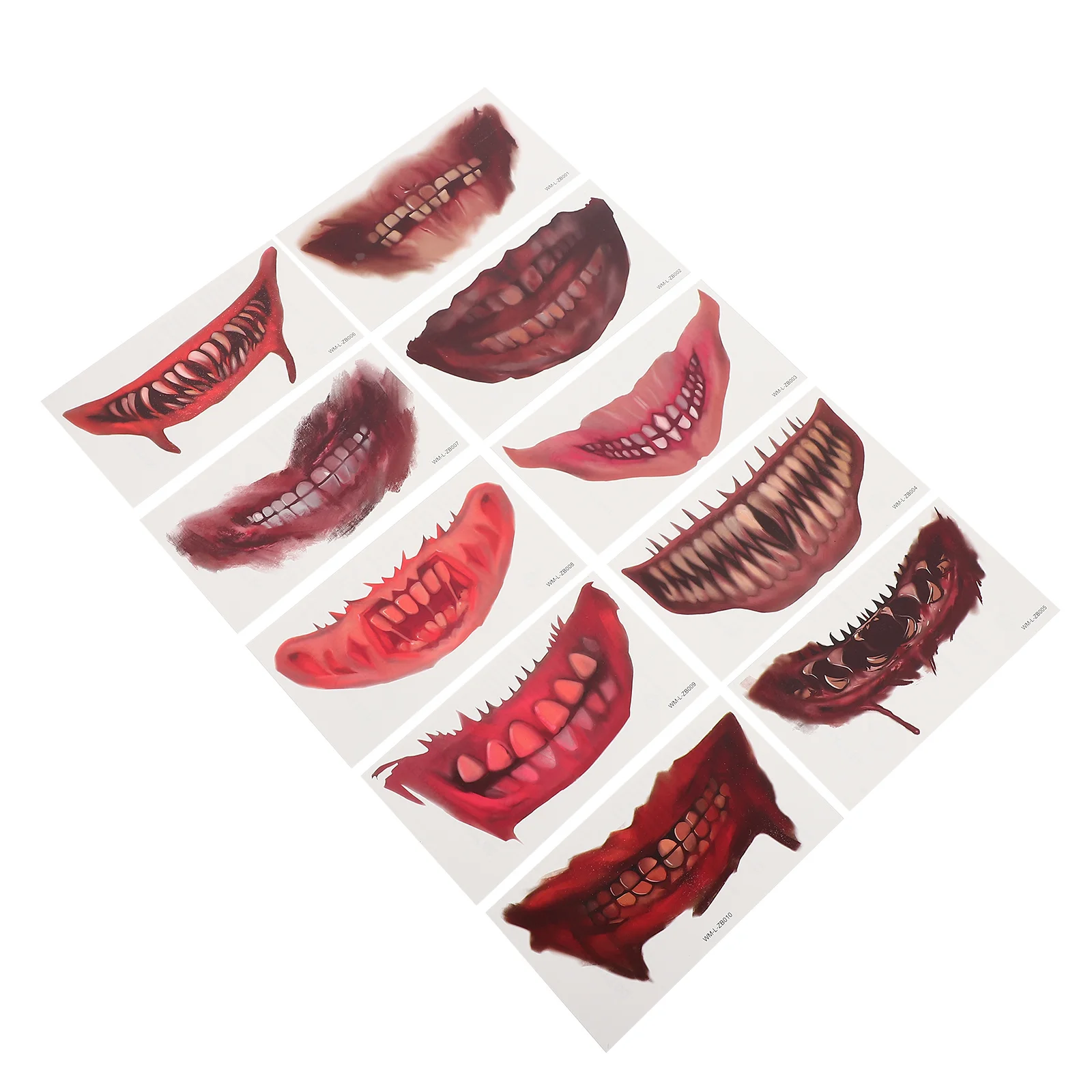 

10 Pcs Cosplay Clown Tattoo Stickers Halloween Paper Decorations Mouth Temporary Tattoos