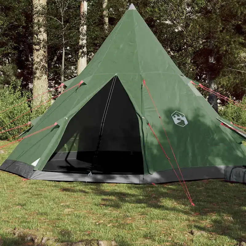 Campingzelt Tipi für 4 Personen, grün, wasserdicht, vielseitiges Outdoor-Zubehör, robustes regendichtes Zelt für Camping, Picknick, Wandern.