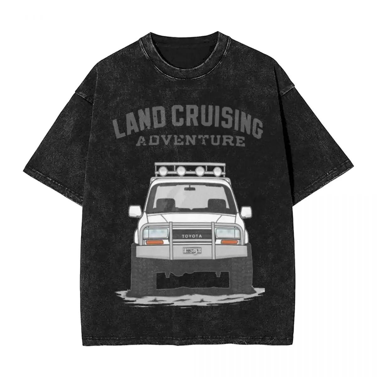 Washed T Shirt Land Cruiser FJ 80 Series T-Shirt Oversize Off Road Car Adventure Streetwear Cotton Graphic Printed Tee Shirt