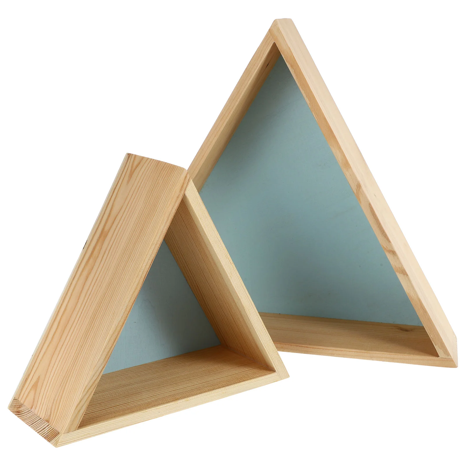 2 Pcs Decorate Triangle Children's Room Shelf Storage Kids Shelves Wall Hanging Pine Wood Rack