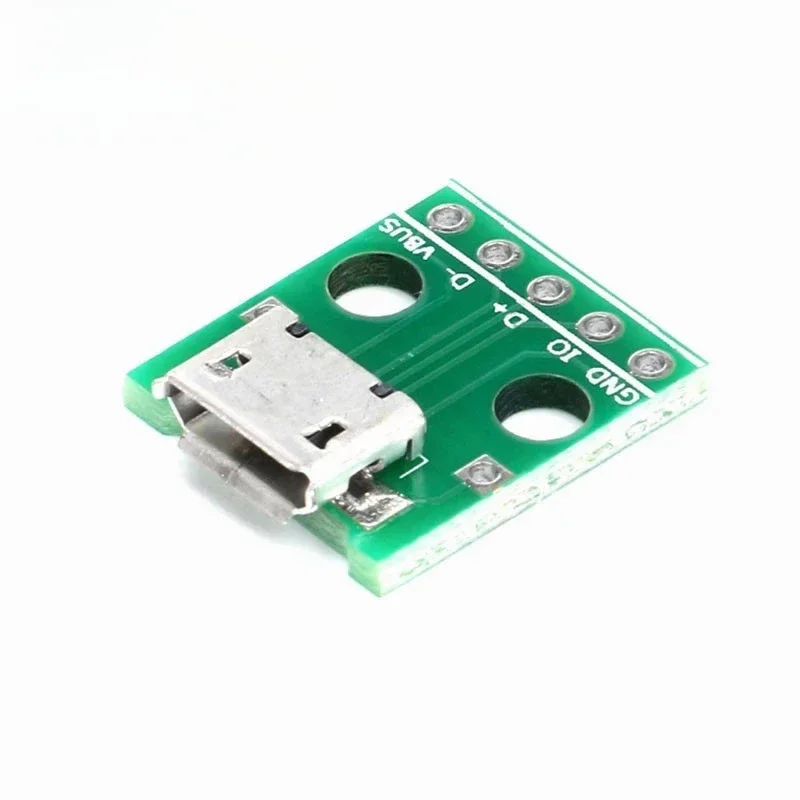 100pcs Micro USB To DIP Adapter 5pin Female Connector Module Board Panel Female 5-Pin Pinboard B Type PCB 2.54 MM