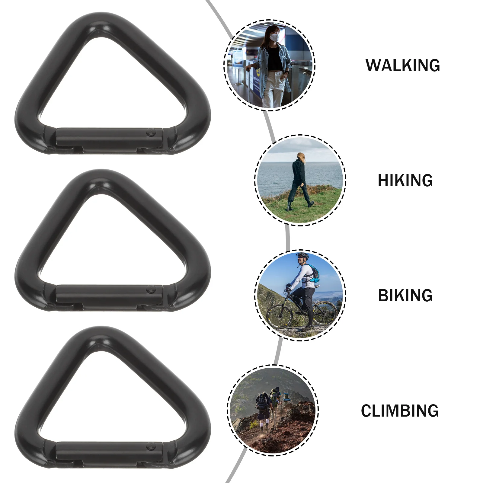 3 Pcs Triangle Carabiner Hooks Climbing to Clips Heavy Duty Carabiners Aluminum Alloy Large Buckles