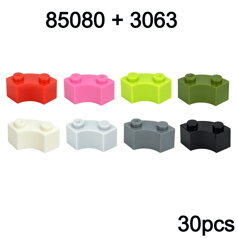 30 قطعة MOC اللبنات السميكة 85080 2x2 تغيير دائري منحني الطوب ملحقات البناء أجزاء 3063 الطوب ألعاب أطفال