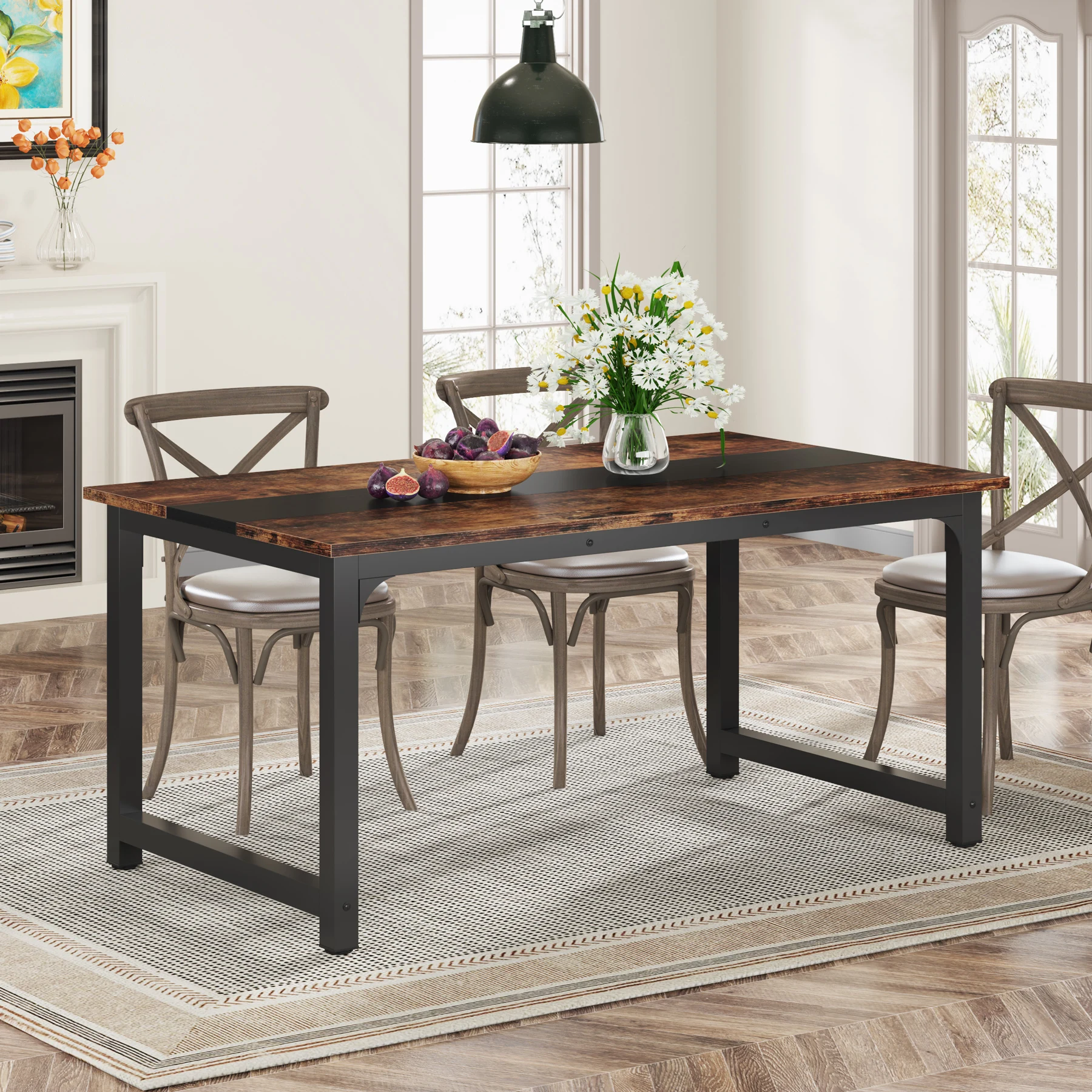 Tribesigns eettafel van 160 x 80 cm, industriële keukentafel voor 4-6 personen, rechthoekige eettafel voor eetkamerkeuken