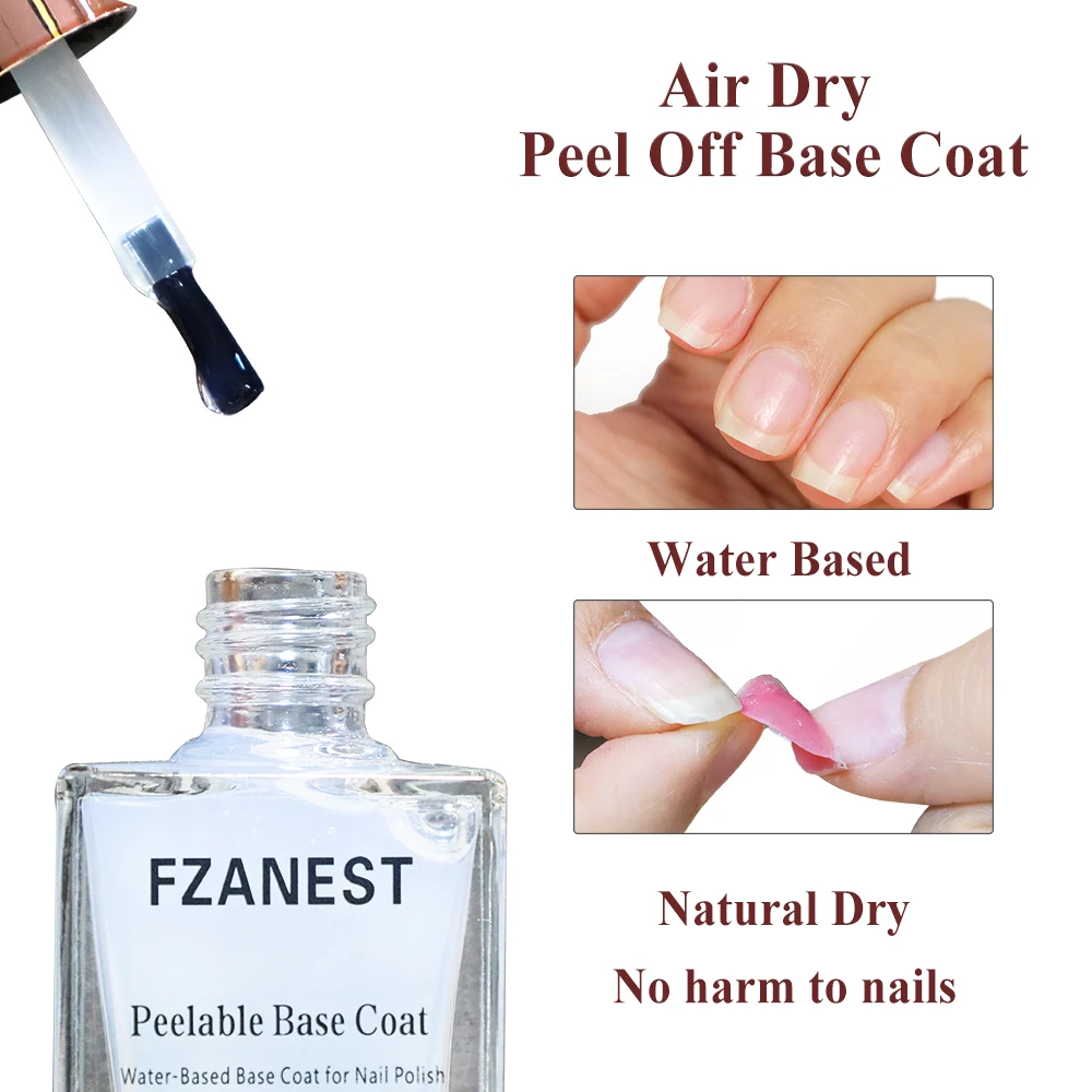 FZANEST-Verhéritage à Ongles à Base d'Eau et vaccage à l'Air, Couche de Base et de Finition en Semi-Continu, 15ml