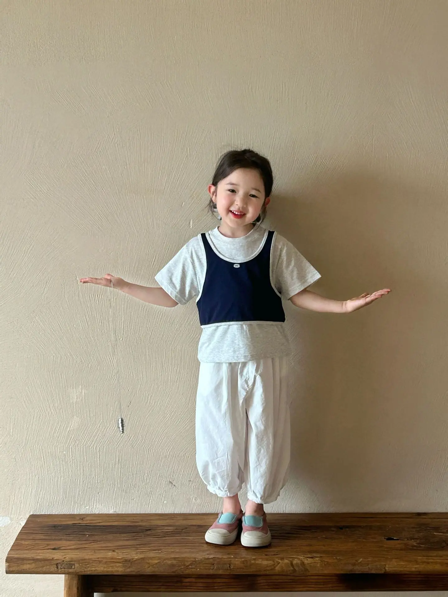 ملابس أطفال صيفية جديدة لعام 2025 سترة بناتي كورية بأكمام قصيرة تي شيرت مكون من قطعتين طقم صيفي #6