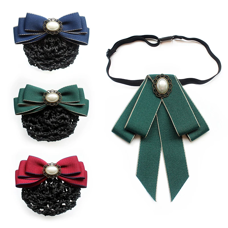 แฟชั่นดอกไม้ใหม่สาว Rhinestone Bow Tie เข็มกลัดสีดําสีขาวเสื้อลายเสื้อริบบิ้น Bowtie สําหรับผู้หญิงอุปกรณ์เสริม