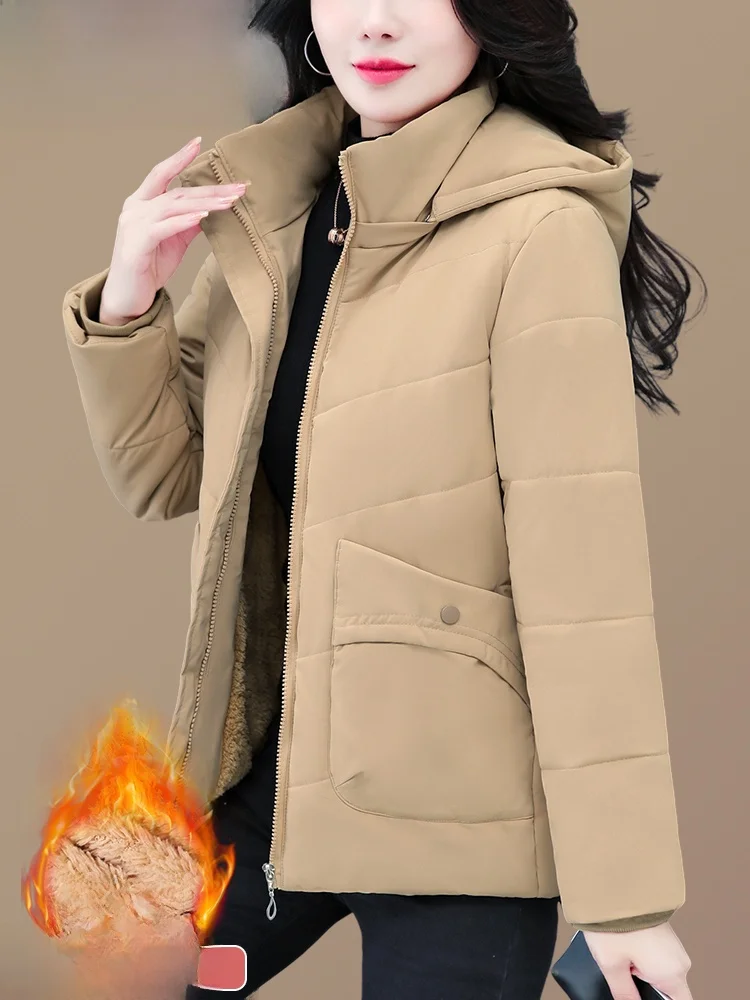 

TUCANO Winter Thiened Fce Lined Cotton Jaet Women's Faionable Loose Sle Winter Coat Detachable Hood Long Sve