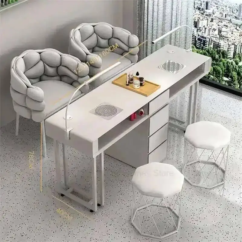 Modern Manicure Table Professional with Single Cleaner Double Light Luxury Nail Table Commercial Multifunctional Manicure Tables